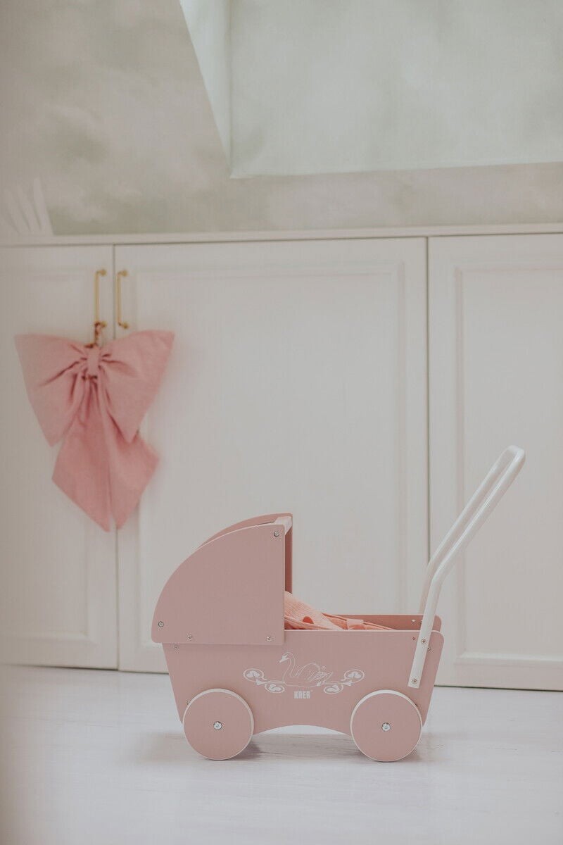 Krea - Dukkevogn I Træ - Rosa