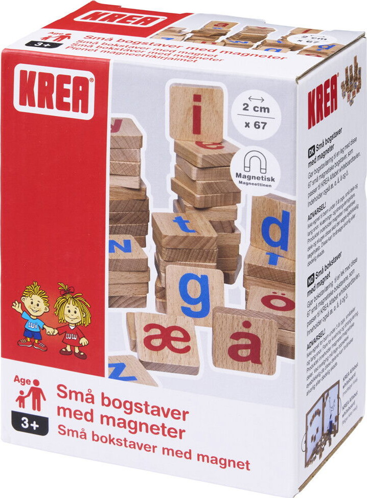 Krea - Små Magnet Bogstaver I Træ