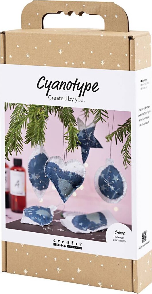 Kreativt Sæt - Cyanotypi - Julepynt - Blå - Sølv