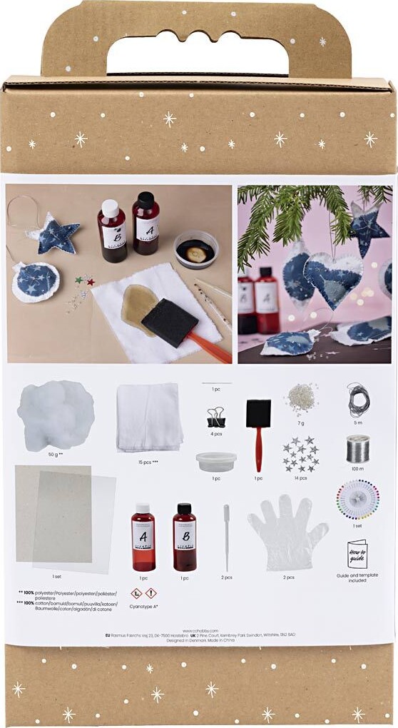 Kreativt Sæt - Cyanotypi - Julepynt - Blå - Sølv