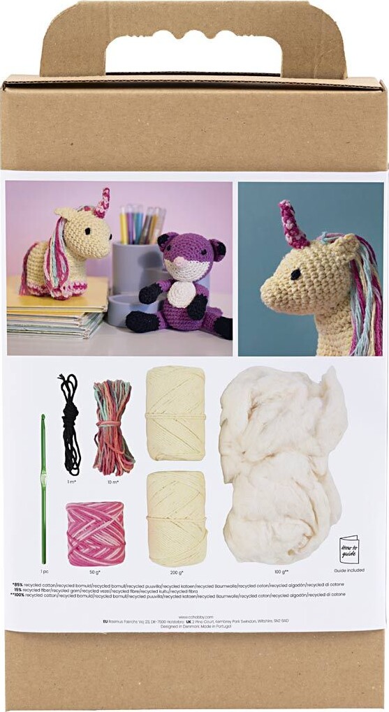Kreativt Sæt Med Amigurumi - Enhjørning - Regnbuefarver