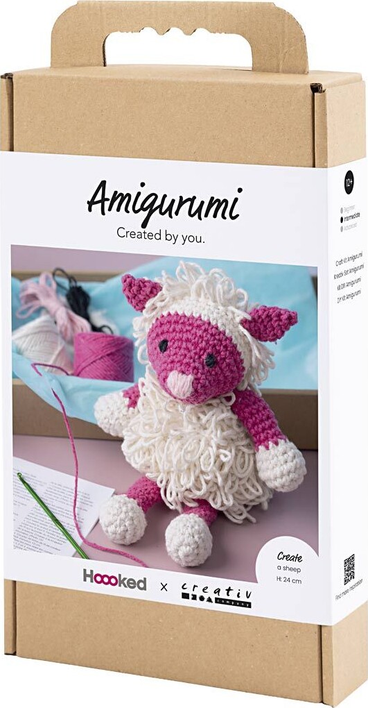 Kreativt Sæt Med Amigurumi - Får - Pink - Offwhite