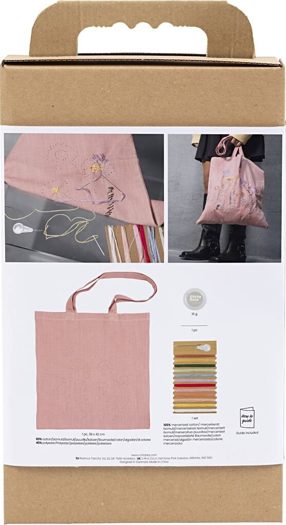 Kreativt Sæt Med Broderi - Mulepose - Soft Rose