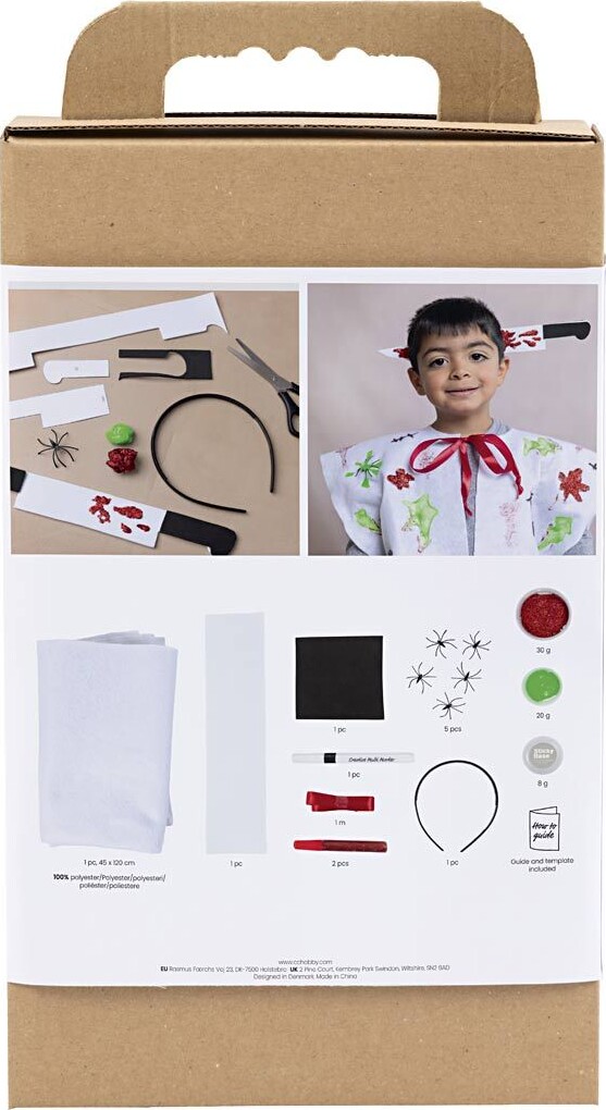 Kreativt Sæt - Uhyggeligt Kostume - Kappe Og Hårbøjle - Assorterede