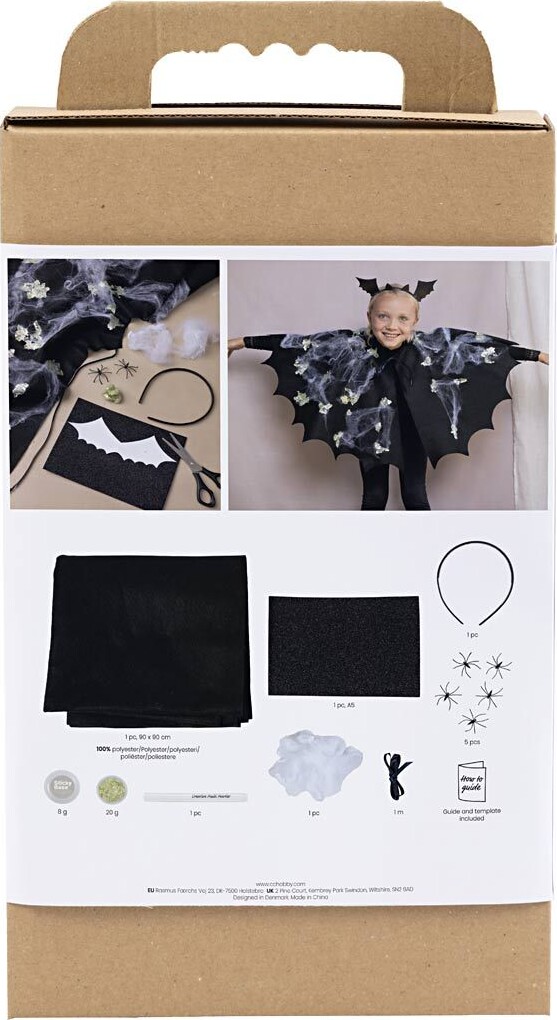 Kreativt Sæt - Uhyggeligt Kostume - Kappe Og Hårbøjle - Sort - Sort