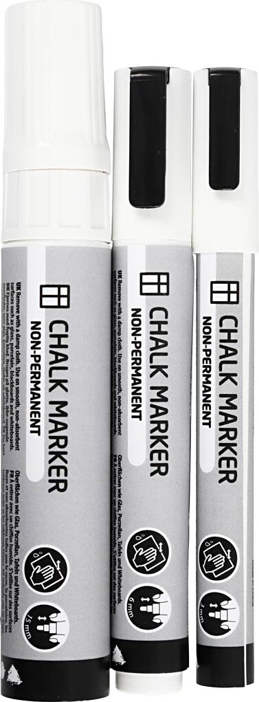 Kridttusch - Tykkelse 3 6 15 Mm - Hvid - 3 Stk