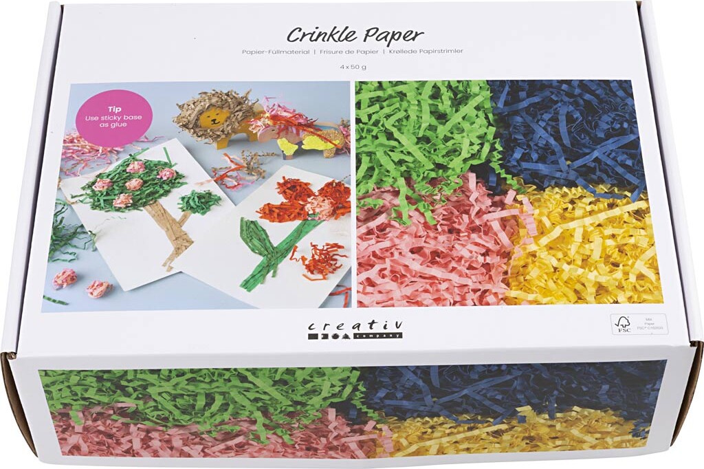 Krøllede Papirstrimler - L 25-30 Cm - B 3 Mm - Blå - Mørk Grøn - Pink -