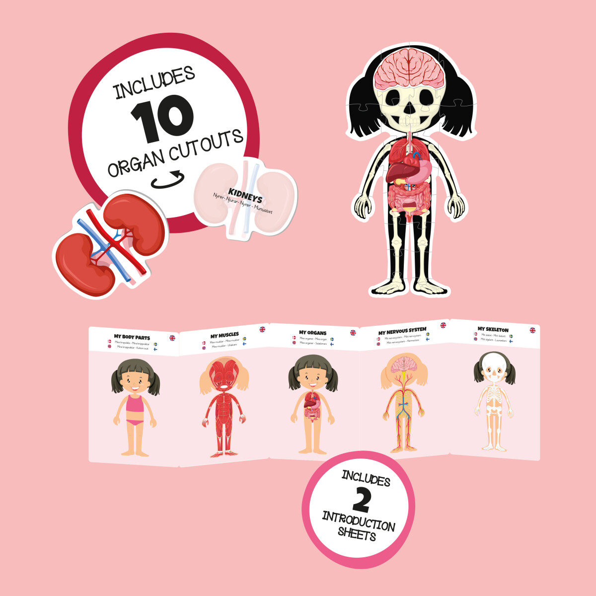 Gulvpuslespil Om Kroppen - Pige