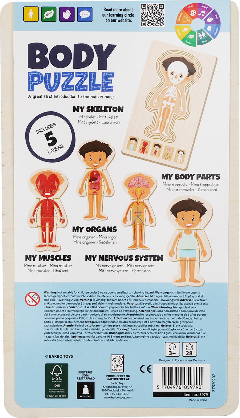 Træpuslespil I Ramme - Flere Lag - Drengekrop - Barbo Toys