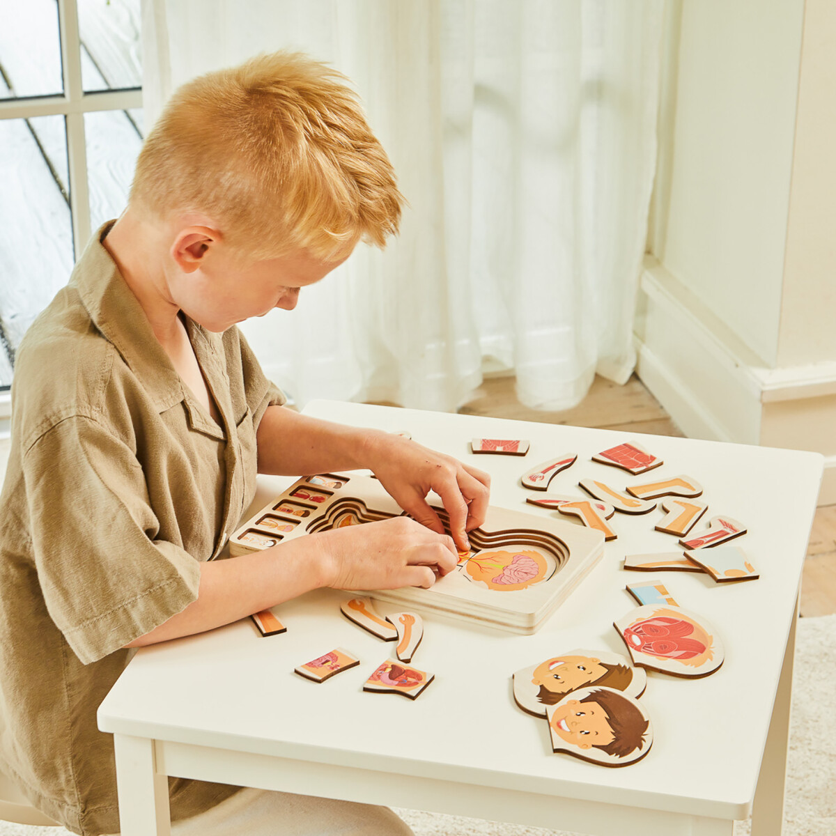 Træpuslespil I Ramme - Flere Lag - Drengekrop - Barbo Toys