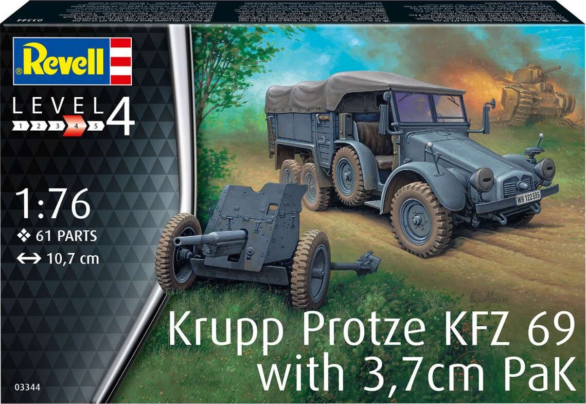 Revell - Krupp Protze Kfz 69 Med 3 7 Cm Pak - 1 76 - 03344