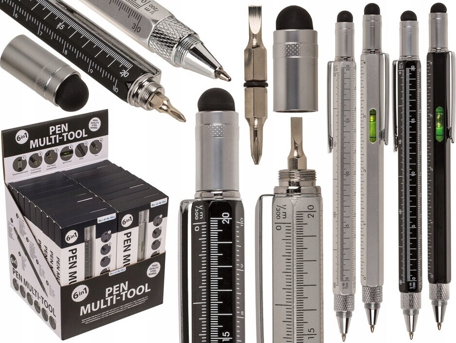 Kuglepen - 6-I-1 - Multitool - 15 Cm