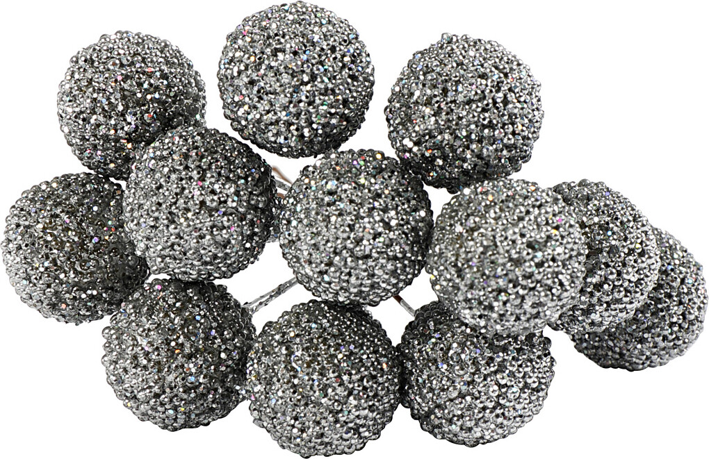 Kunstige Bær - Ø 15 Mm - Sølv - 12 Stk