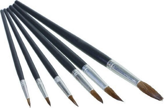 Kunstnerpenselsæt Mgedehår Rund 6Stk - 2 4 6 8 10 12 - Artino