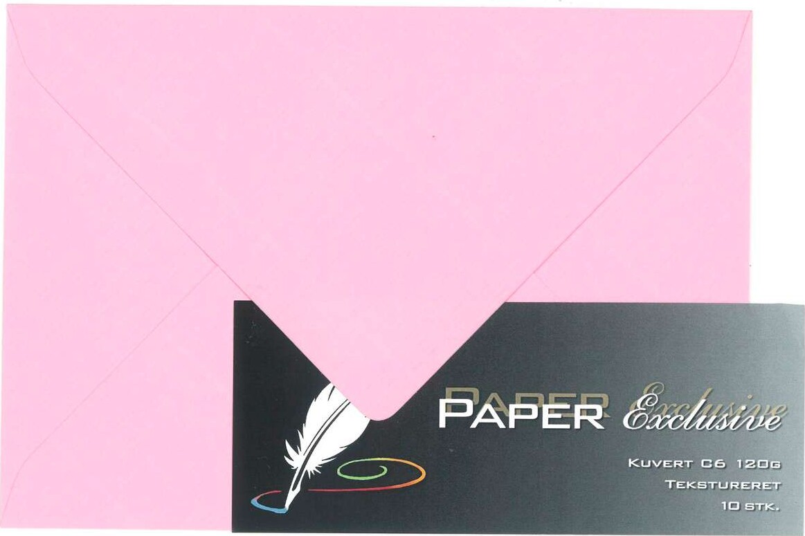 Kuvert C6 120G Lyserød Tekstureret 10Stk - 959 - Paper Exclusive