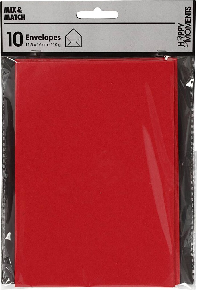 Kuvert - Kuvert Str 11 5X16 Cm - 110 G - Rød - 10 Stk