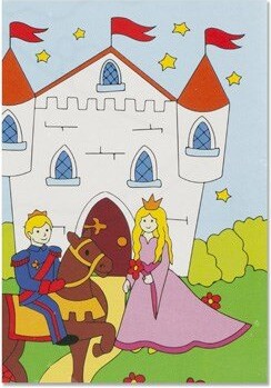 Malerlærred Med Print - Slot - Inkl Maling Penselsæt - 24X30 Cm
