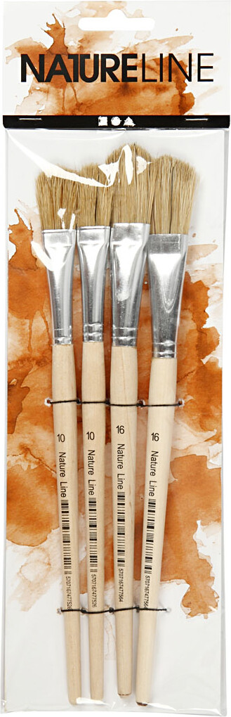 Lakpensel - Nr 10 16 - L 13-18 Mm - B 13-17 Cm - Flad - 4 Stk