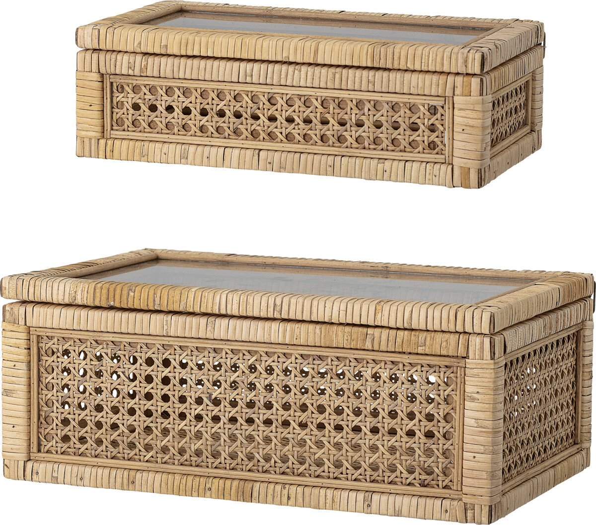 Bloomingville - Lally Æske Med Låg - Natur - Rattan - 2 Stk