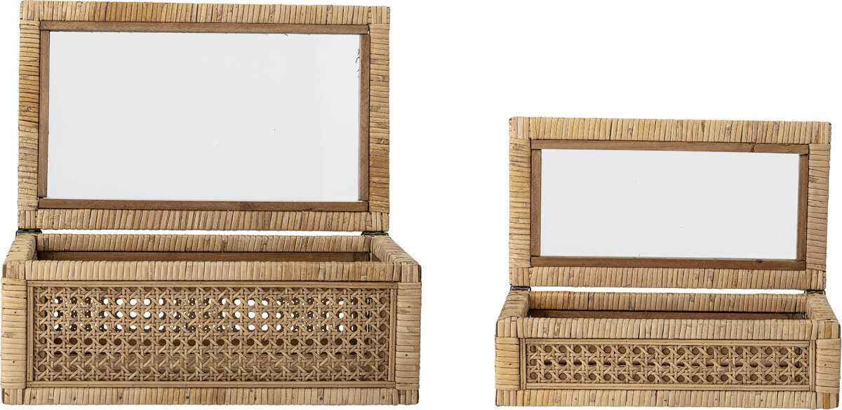 Bloomingville - Lally Æske Med Låg - Natur - Rattan - 2 Stk