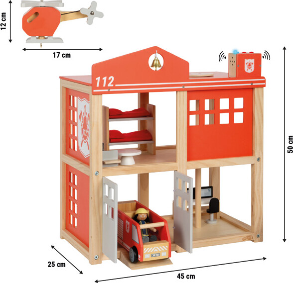 Small Foot - Stor Brandstation Legetøj Med Tilbehør - Træ