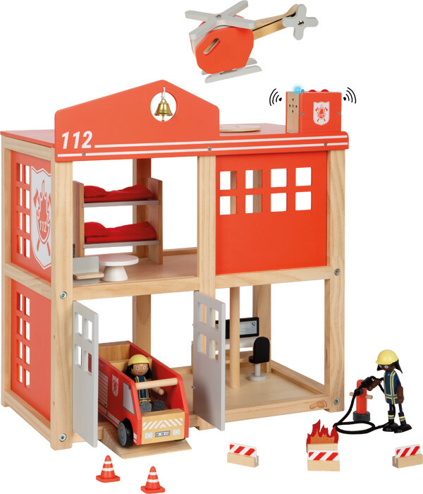 Small Foot - Stor Brandstation Legetøj Med Tilbehør - Træ