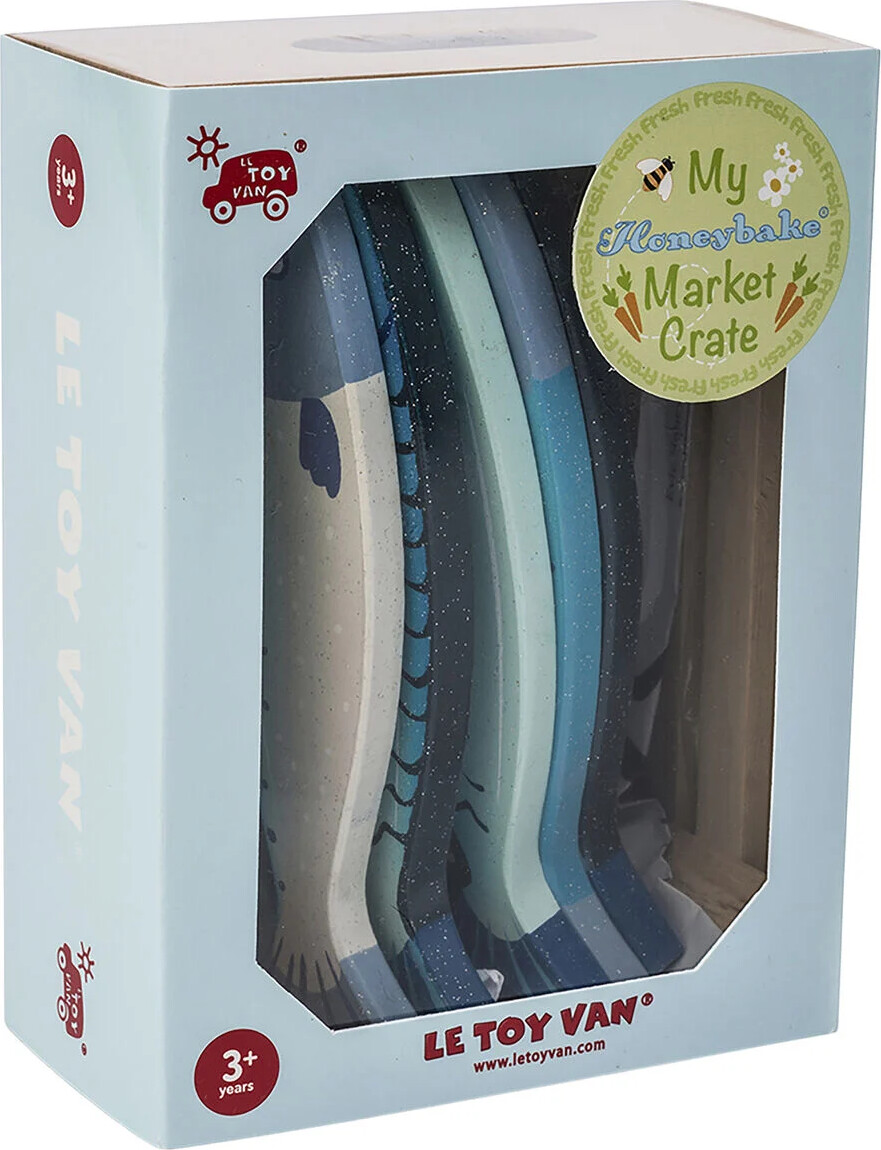 Le Toy Van Legemad - Frisk Fisk I Trækasse - 7 Dele