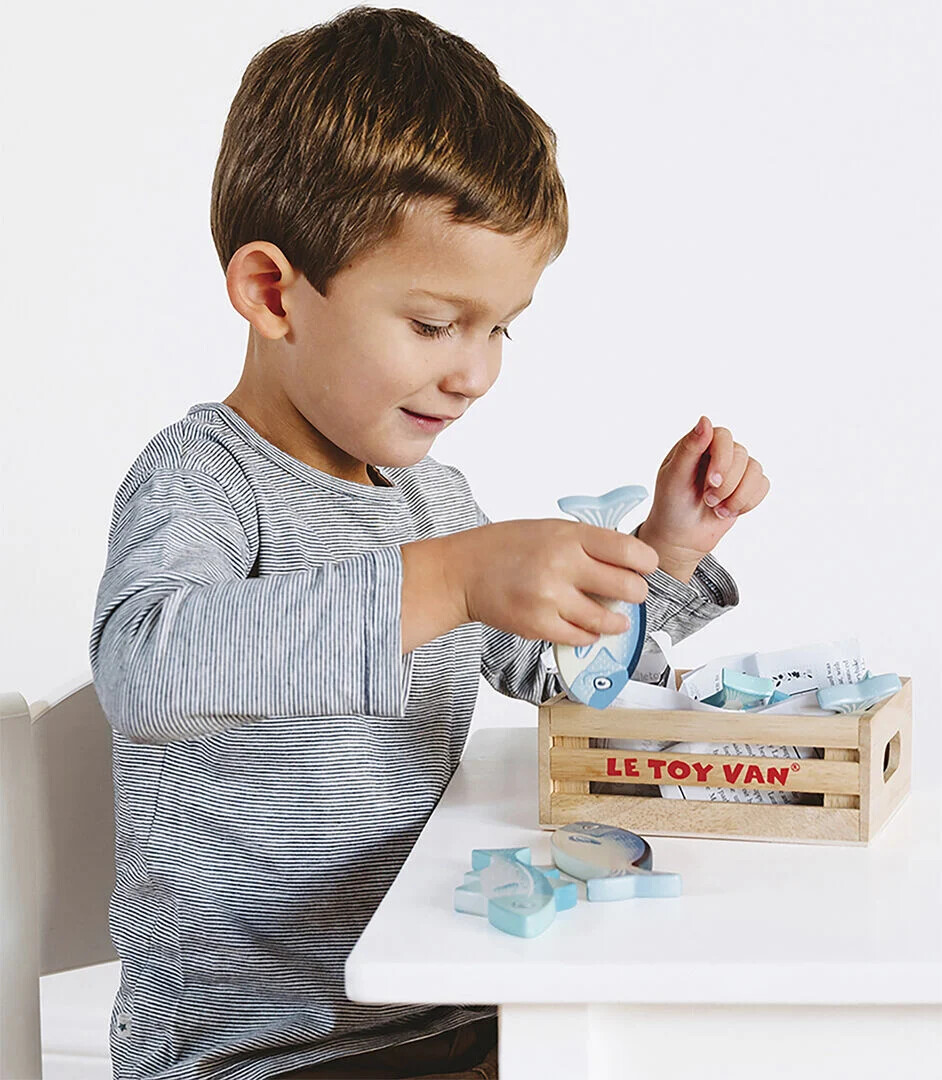 Le Toy Van Legemad - Frisk Fisk I Trækasse - 7 Dele