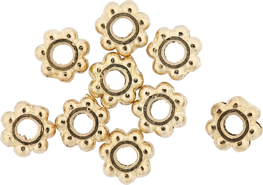Ledperle - Ø 6 Mm - Hulstr 2 Mm - Forgyldt - 100 Stk