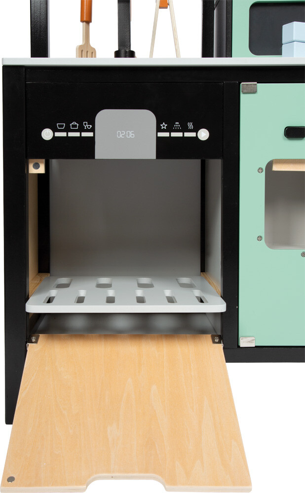 Small Foot - Legekøkken Med Tilbehør Og Køkkenø - Træ - Sort