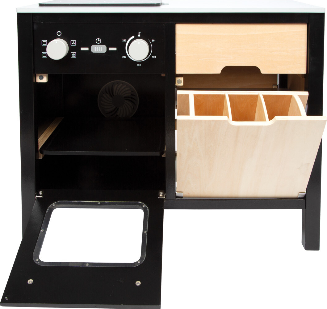 Small Foot - Legekøkken Med Tilbehør Og Køkkenø - Træ - Sort