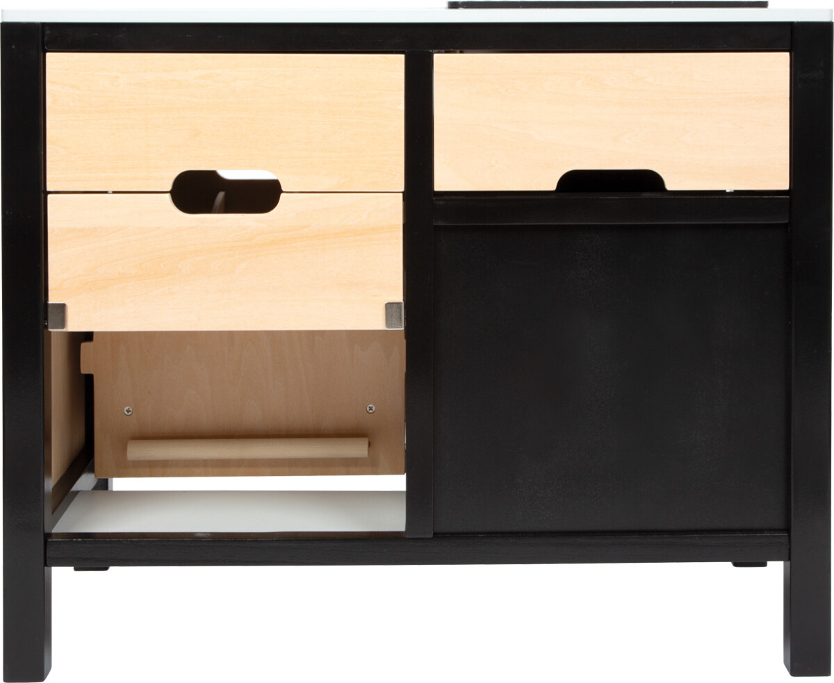 Small Foot - Legekøkken Med Tilbehør Og Køkkenø - Træ - Sort