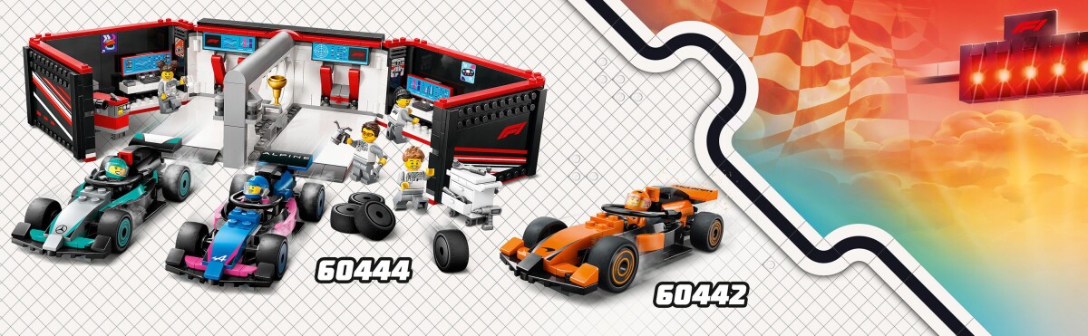 Lego City - F1 Pitstop Og Pitcrew Med Ferrari-Bil - 60443