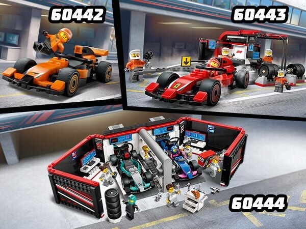 Lego City - F1 Pitstop Og Pitcrew Med Ferrari-Bil - 60443