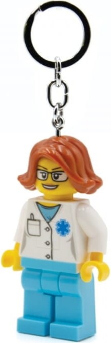 Lego - Ledlite Nøglering Med Led Lys - Kvindelig Læge - 9 Cm