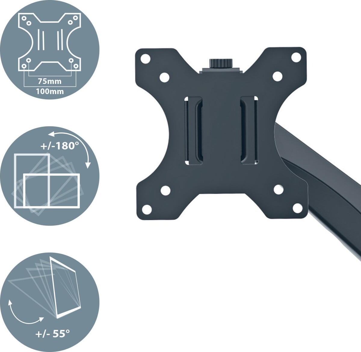 Leitz - Ergo Skærmholder Til 2 Skærme - Mørkegrå