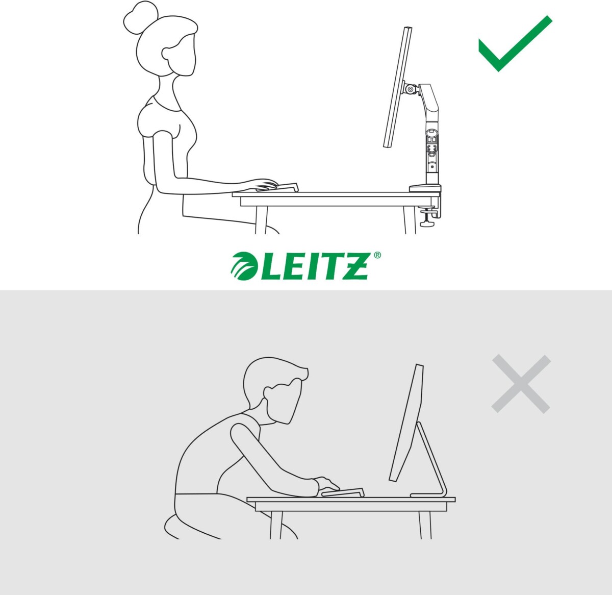 Leitz - Ergo Skærmholder Til 2 Skærme - Mørkegrå