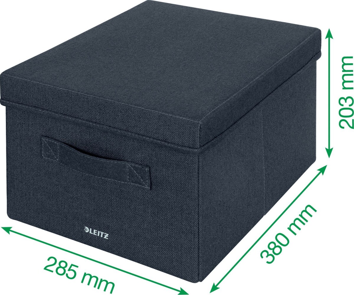 Leitz - Opbevaringskasse Med Låg - Foldbar - Stof - 2 Stk - Grå