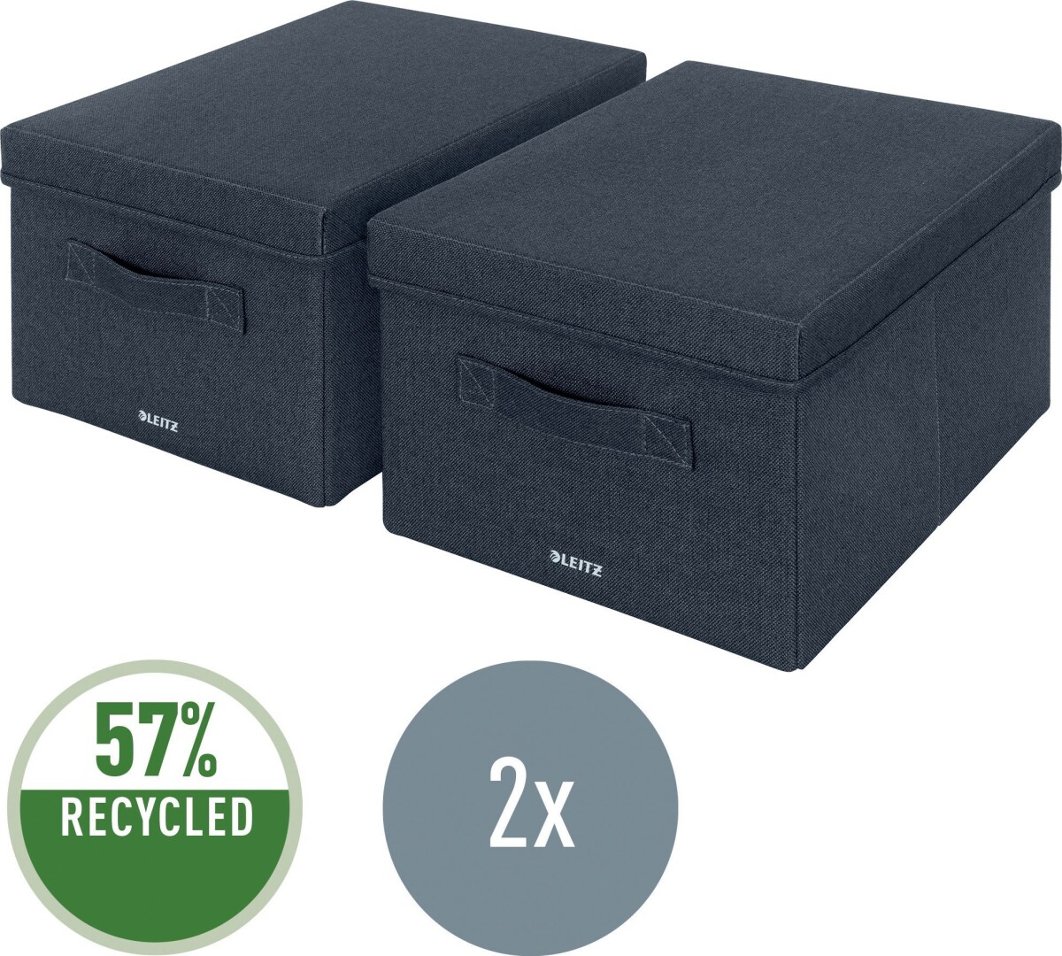 Leitz - Opbevaringskasse Med Låg - Foldbar - Stof - 2 Stk - Grå