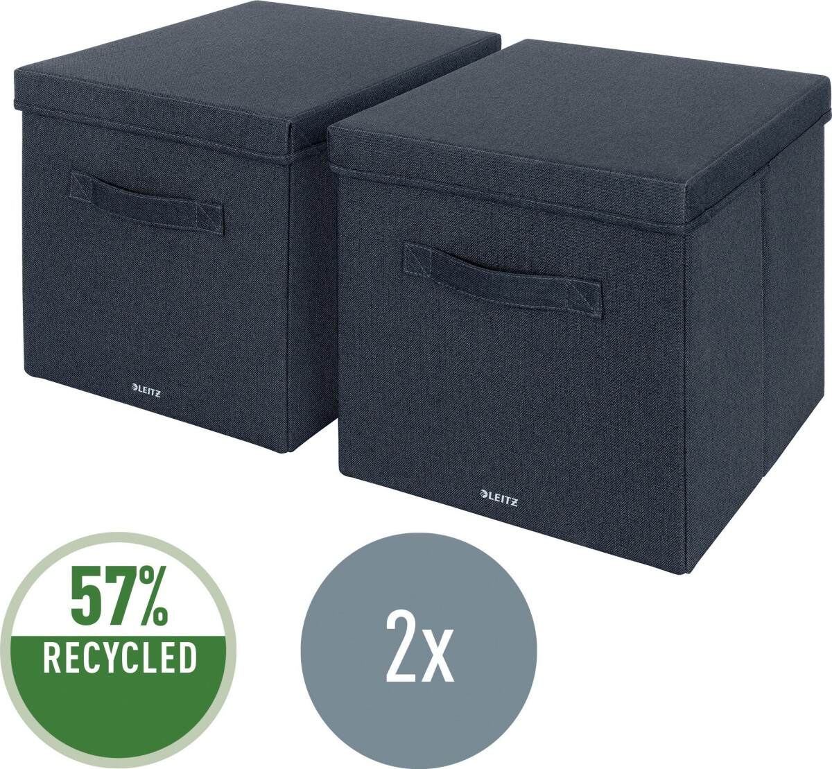 Leitz - Opbevaringskasse Med Låg - Foldbar - Stof - 2 Stk - Grå