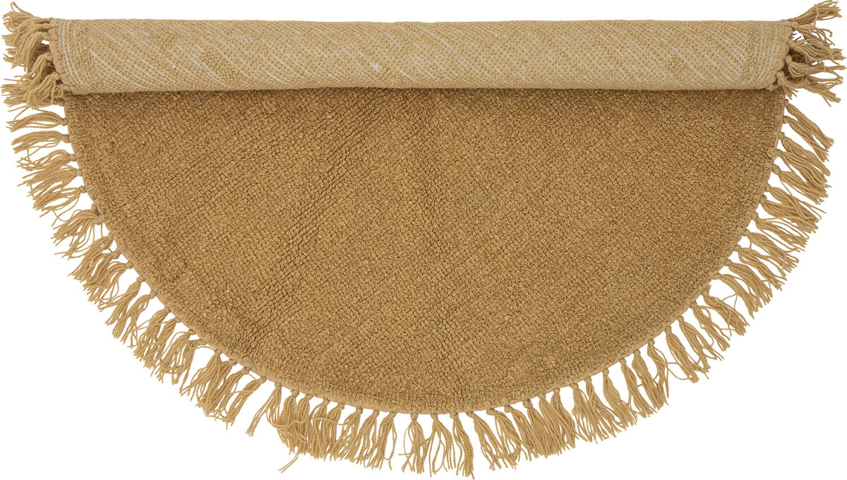 Bloomingville - Lenea Tæppe - Gul - Uld - Rundt - Ø 110 Cm