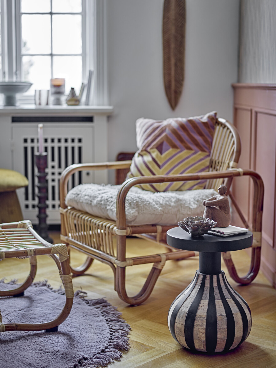 Bloomingville - Lenea Tæppe - Lilla - Uld - Rundt - Ø 110 Cm