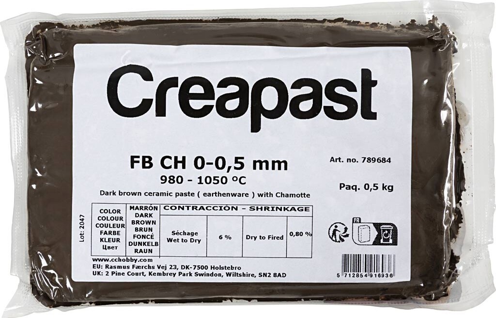 Ler Med Chamotte - Mørk Brun - 500 G