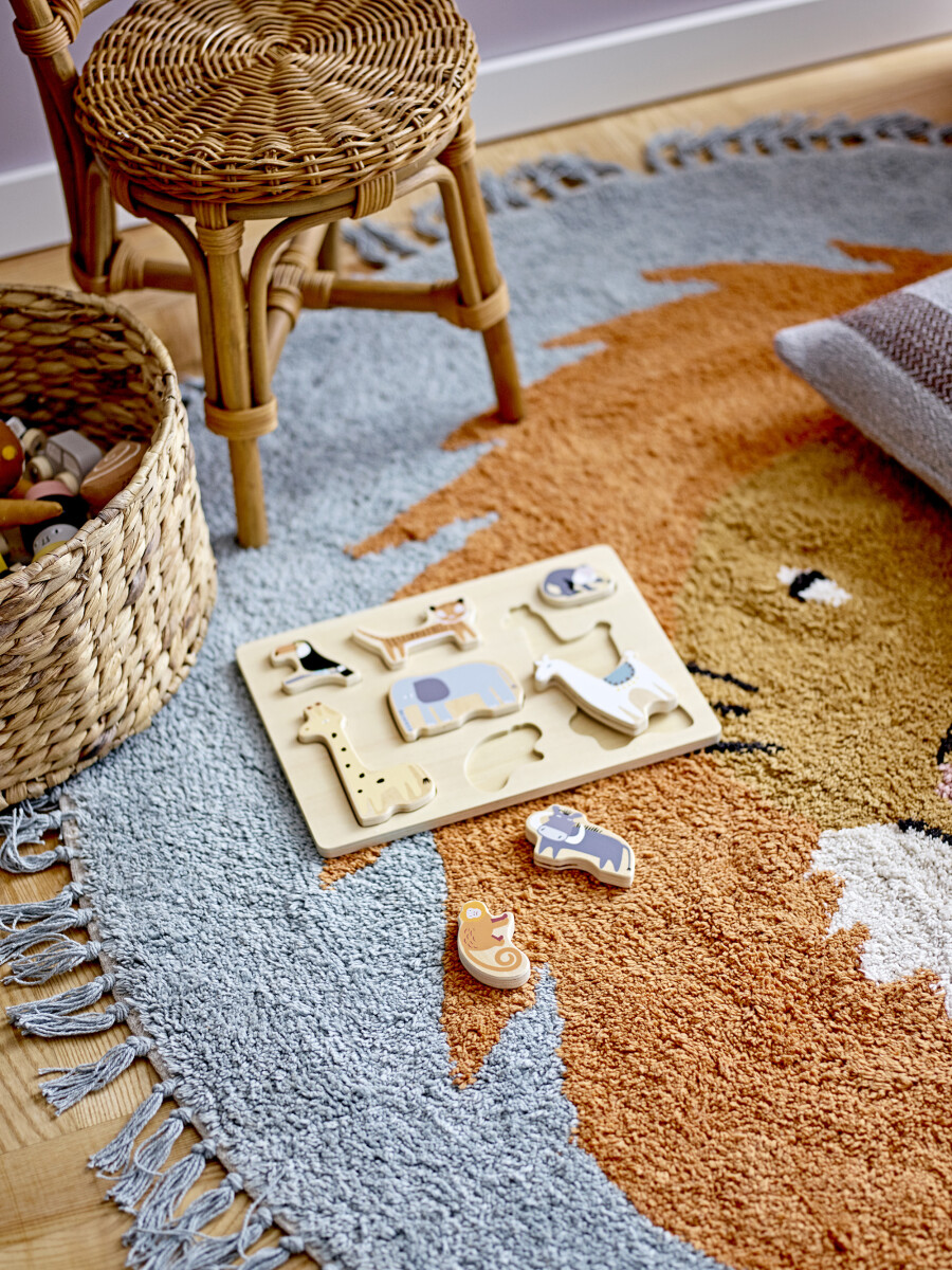 Bloomingville Mini - Leroy Tæppe Til Børn - Blå - Bomuld