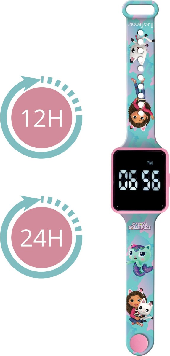 Gabbys Dukkehus - Ur - Digitalt Led Armbåndsur Til Børn - Lexibook
