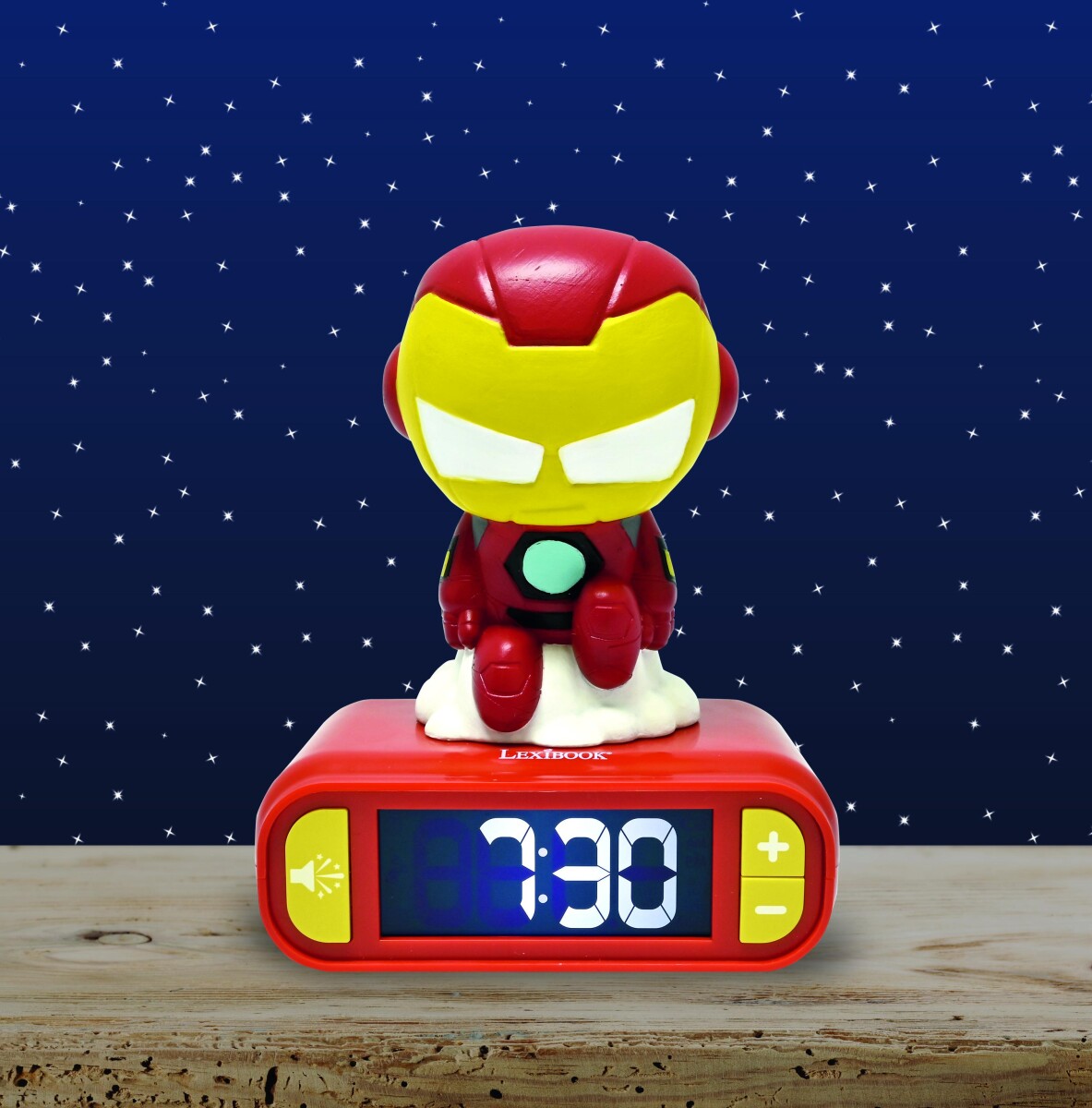 Lexibook - Vækkeur Natlampe - Iron Man Med Lyde - Rød