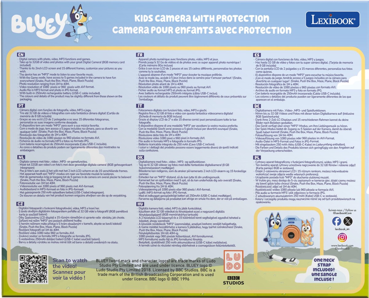 Lexibook - Bluey Kids Camera With Protection - Kamera Til Børn