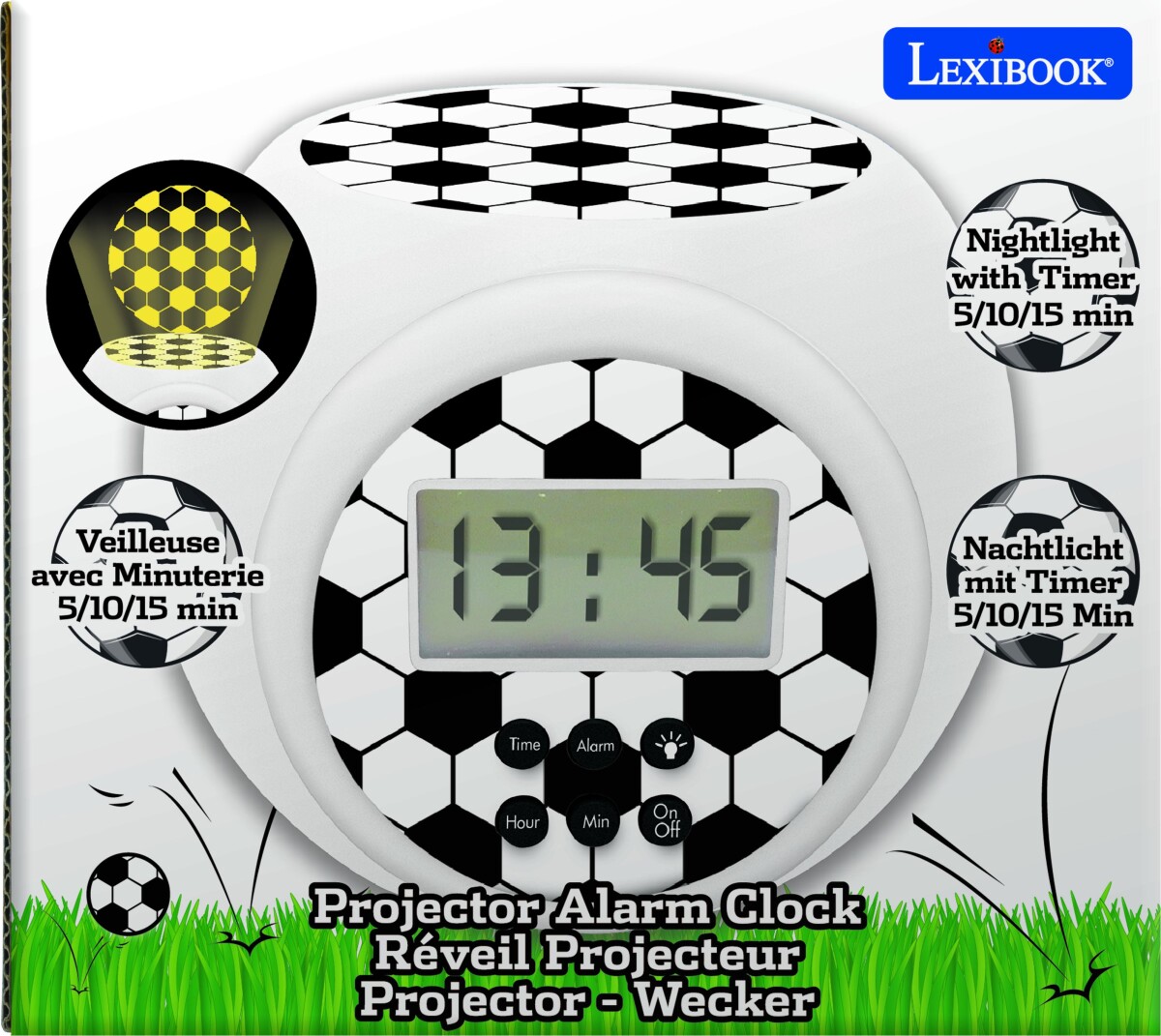 Fodbold - Vækkeur Med Projektor Og Timer - Lexibook