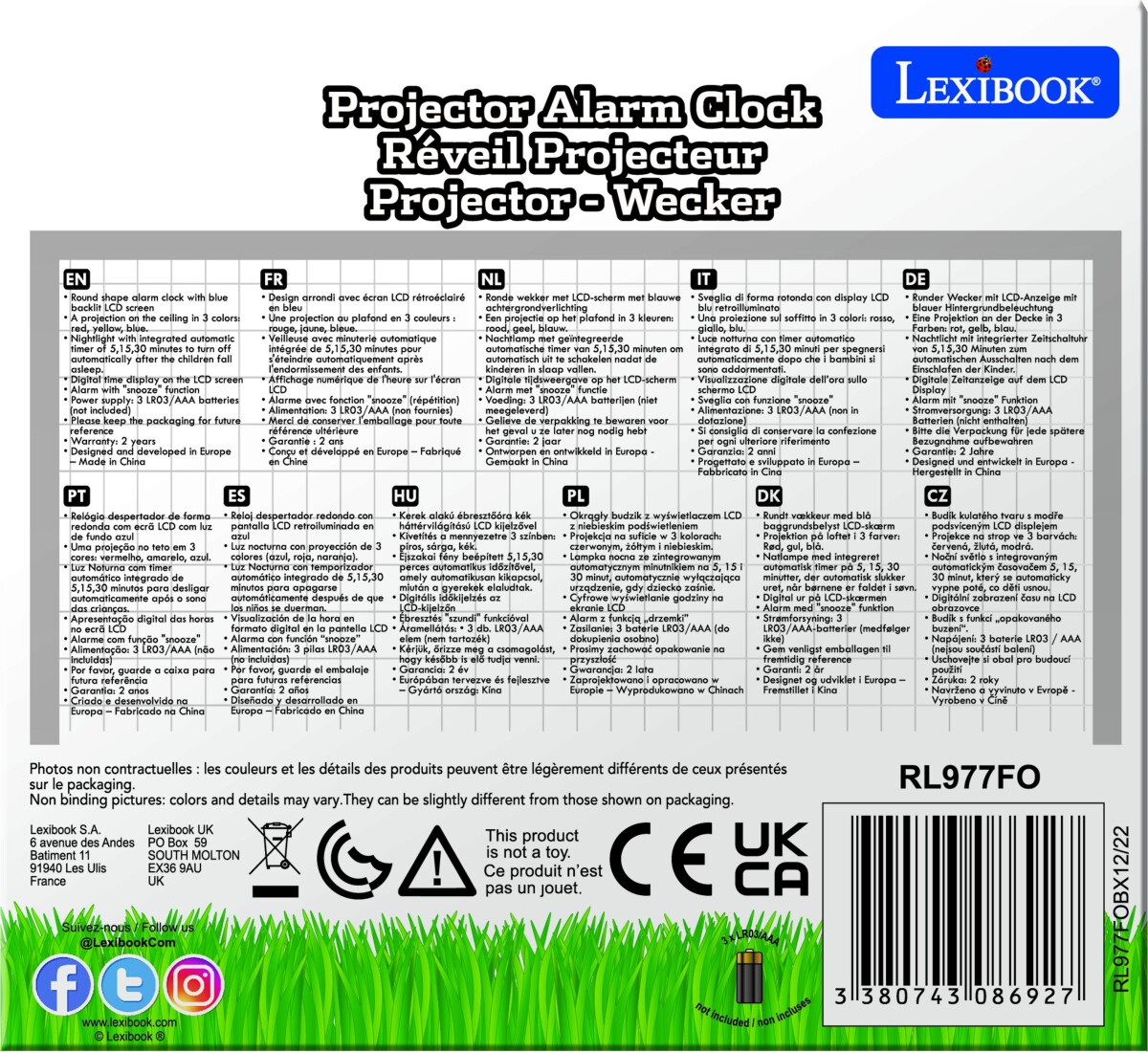 Fodbold - Vækkeur Med Projektor Og Timer - Lexibook
