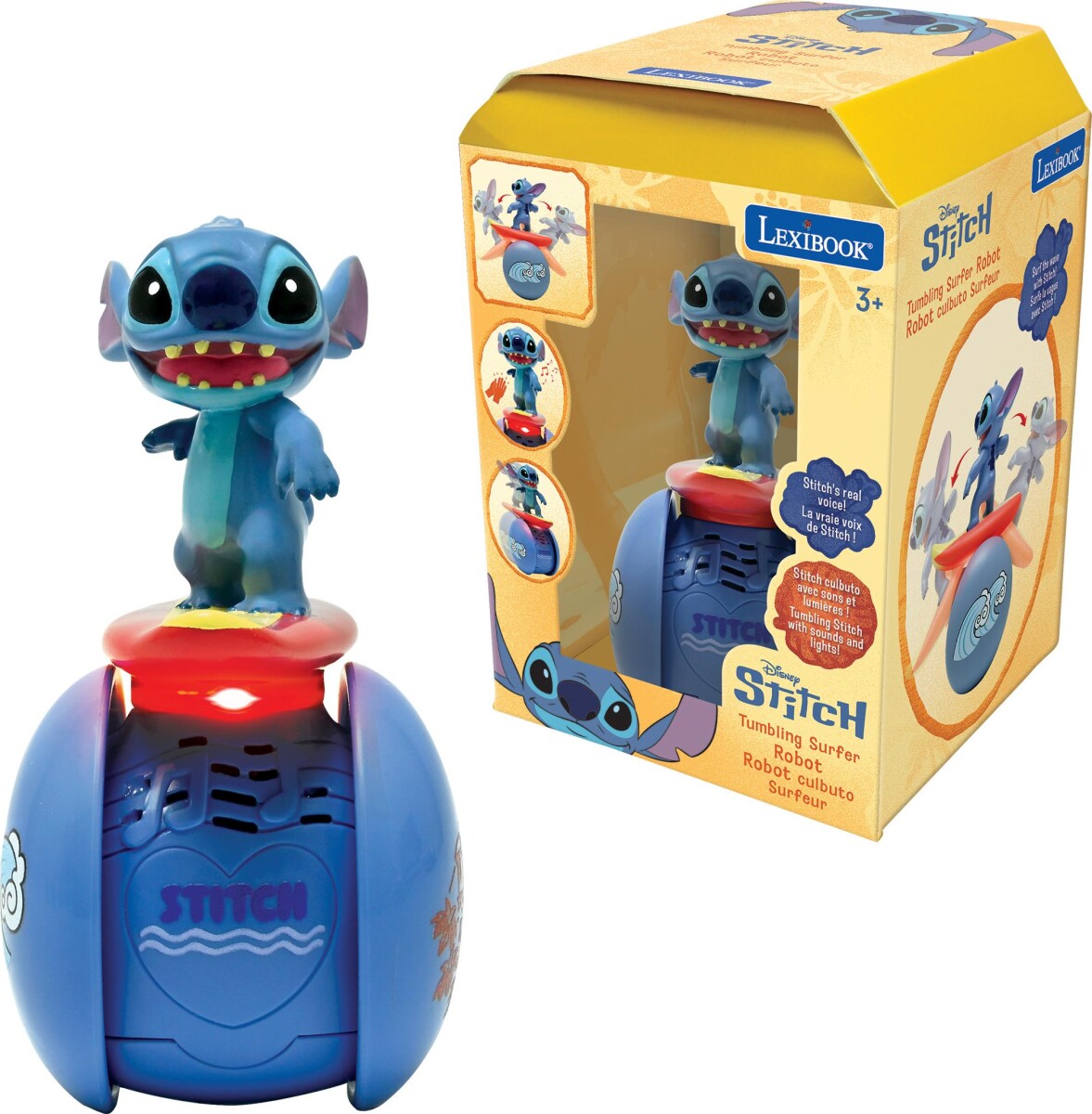 Stitch - Tumbling Surfer Robot - Med Lys- Og Lydeffekter - Lexibook